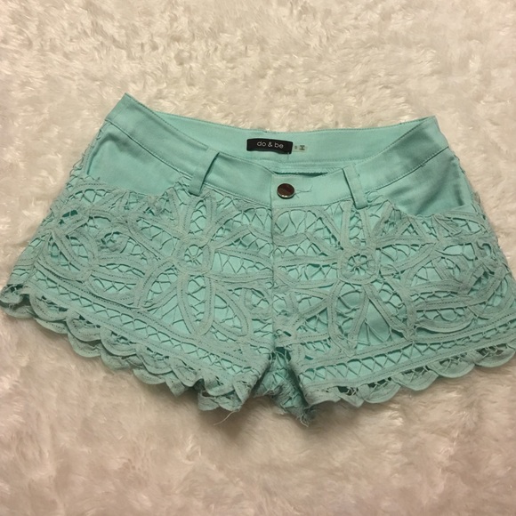 Tiffany Blue Lace Shorts
