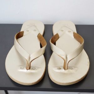 Vibram leather flip flops