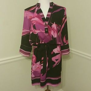 Floral tie waist dress