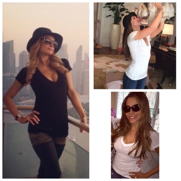 State & Manor Charcoal Sheer V-Neck - Picture 4 of 4