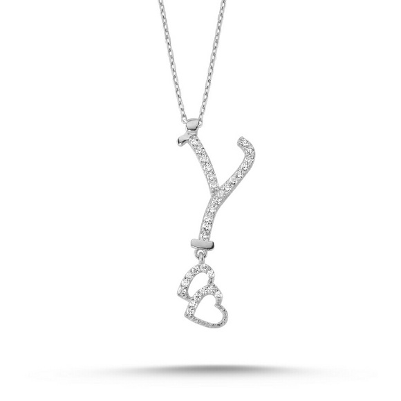 Sterling Silver 925 Initial Y with Hearts