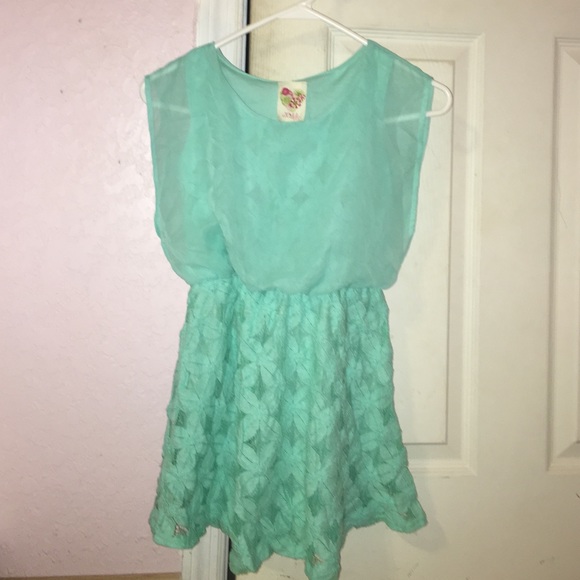 A teal dress