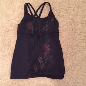 Lululemon black/purple flower tank