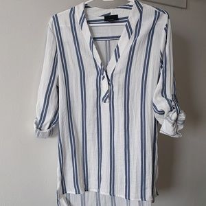 Lumiere White blue-striped top