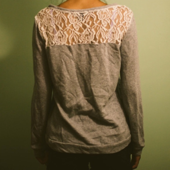 Gray Forever 21 Lace pullover