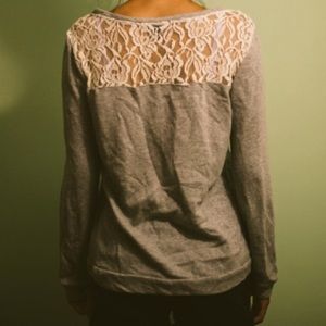 Gray Forever 21 Lace pullover