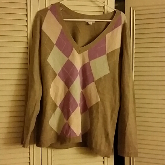 NY&Company Brown w/Purple Peach & Grey Argyle