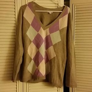 NY&Company Brown w/Purple Peach & Grey Argyle