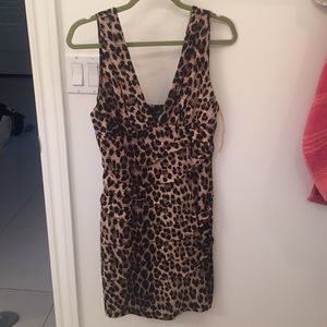 Leopard print low cut dress