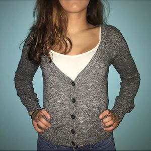 grey cardigan