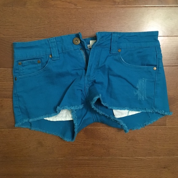 Teal Blue Forever 21 Denim Shorts