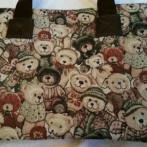 NWOT canvas teddy bear purse.