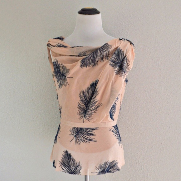 Anthropologie Tops - Feather Printed Sleeveless Blouse