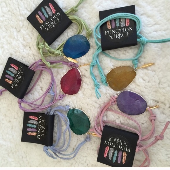 Sale! HP! Silver, Druzy & Leather Bracelet in Pink - Picture 2 of 3