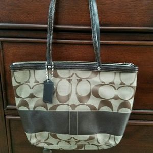 Authentic Brown and Tan coach bag with large "C"