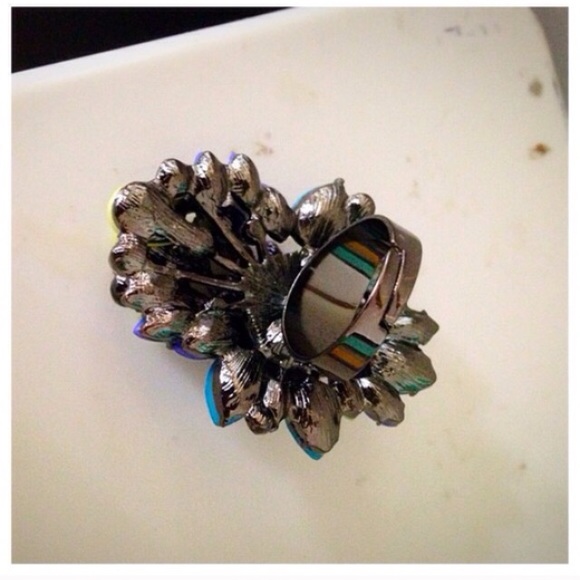 Rainbow Trio Crystal Chic Statement Ring Jewelry - Picture 4 of 4