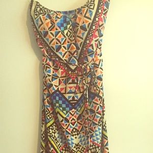 Francesca strapless floor-length aztec print dress