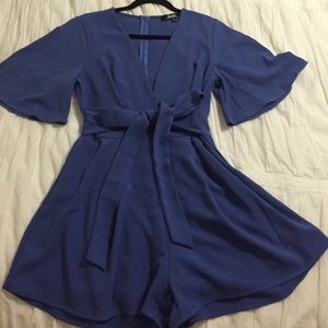 Blue tie romper