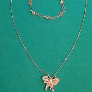 Costume Jewelry- Butterfly necklace and bracelet