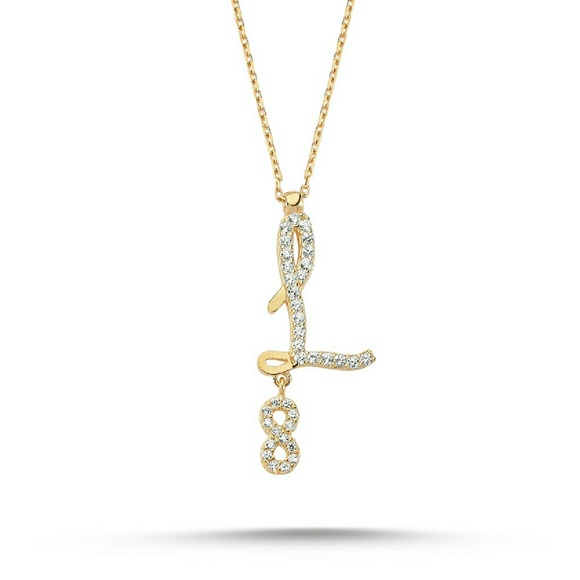 Sterling Silver 925 Initial L with Eternity