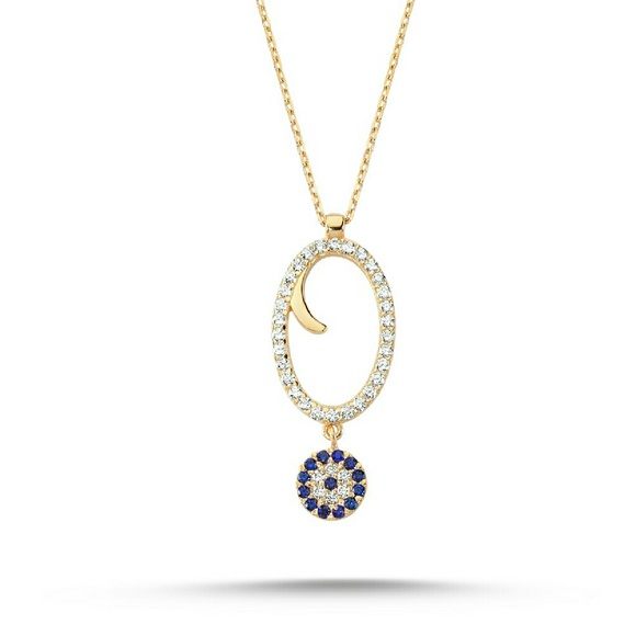 Sterling Silver 925 Initial O with Evileye
