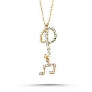 Sterling Silver 925 Initial P with Musical Notes