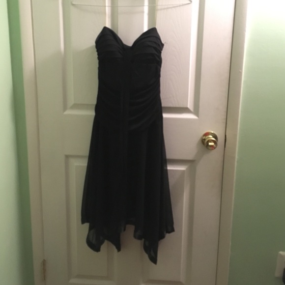 Black strapless midi dress
