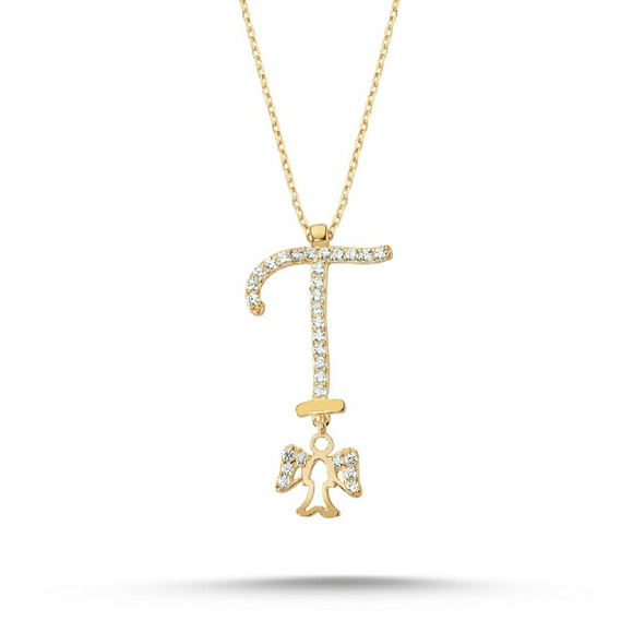 Sterling Silver 925 Initial T with Angel