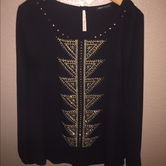 Long sleeve blouse with gold detailing