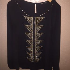 Long sleeve blouse with gold detailing
