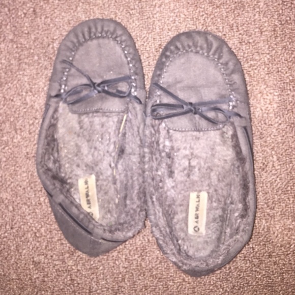 Grey air walk moccasin slippers