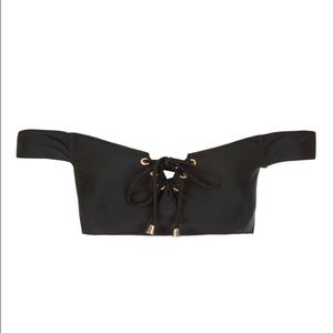 Topshop Tie Front Bardot Bikini Top