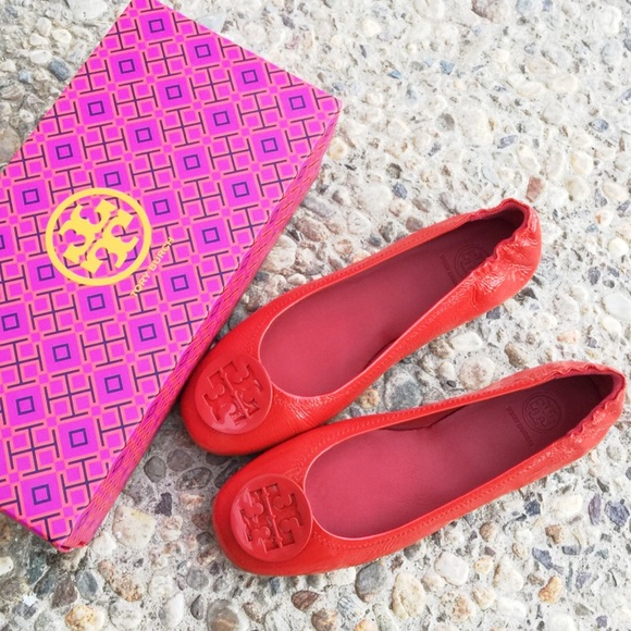 Tory Burch Shoes - {Tory Burch} Red Minnie Travel Ballet