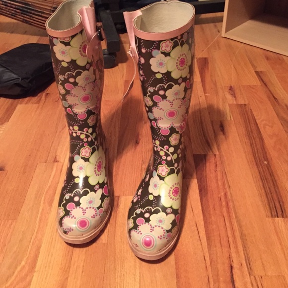 Floral rain boots
