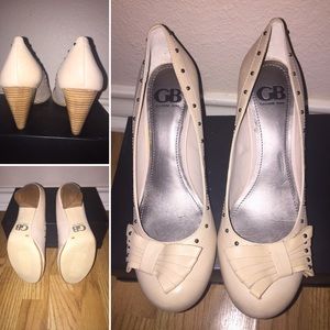 Gianni Bini Womens Shoes Beige Leather Tea Party