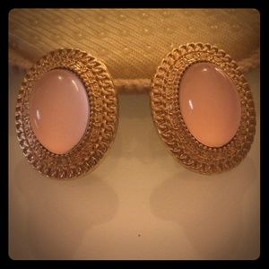 Gold and faux stone clip on earrings