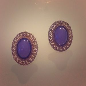 Gold and purple stone earrings