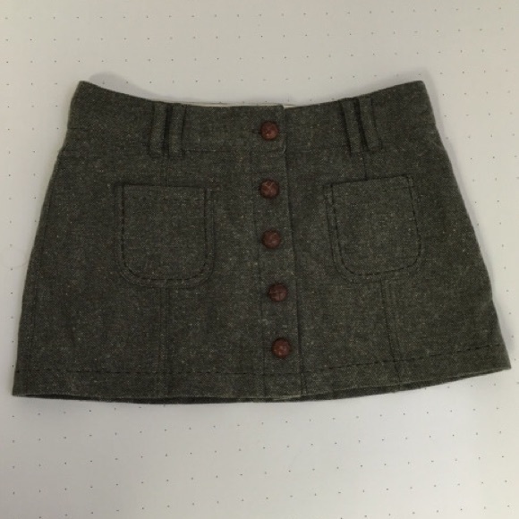 AEO wool button up mini skirt