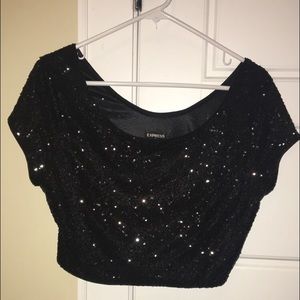 Express Sequin Crop Top in Size M