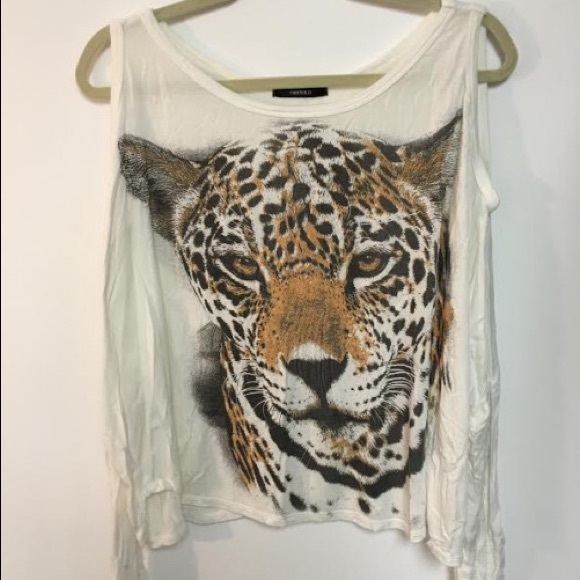 Forever 21 cold shoulder top with tiger
