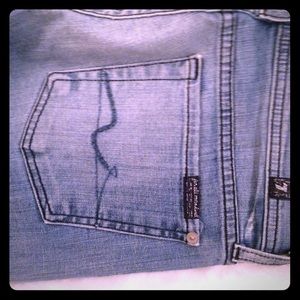 7 For Mankind Rocker Distressed Slim Bootcut Blue