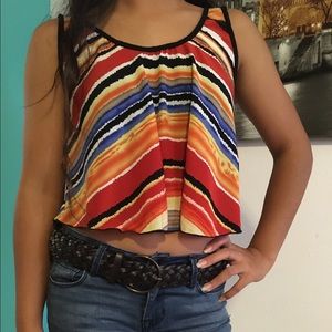 Multicolored Striped Crop Top