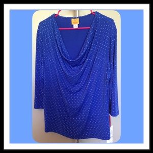 NWT Ruby Rd Sz 1X Cowl Neck 3/4 Sleeve Blouse