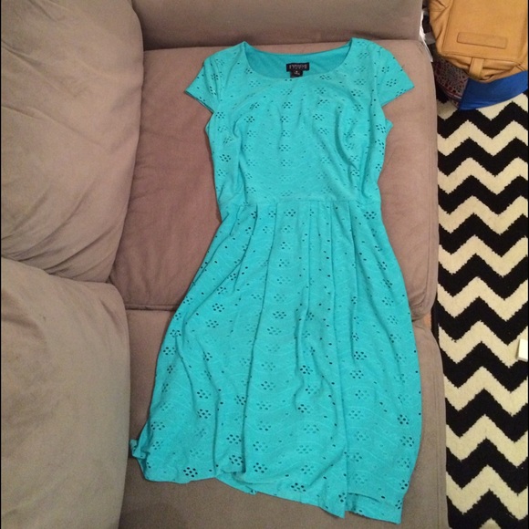 Teal eyelet casual dress