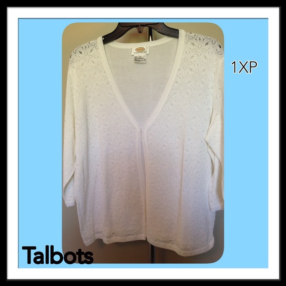 Talbot's 1XP White Pointelle Cardigan