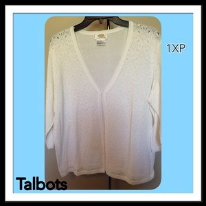 Talbot's 1XP White Pointelle Cardigan