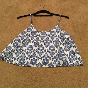 Blue and white patterned tank top