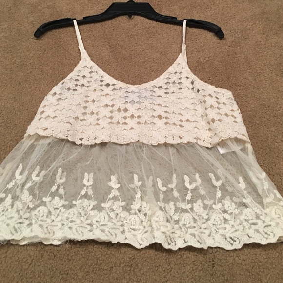 ASTR sheer and Crocheted tank top