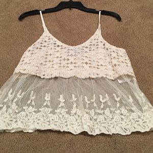 ASTR sheer and Crocheted tank top