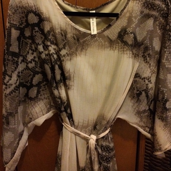 Snake Print Belted Tunic / Cover-Up: Size Medium - Picture 2 of 4